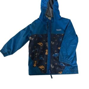 Gusti Blue Kids Light Winter Jacket with Dinosaur Print Size 3T